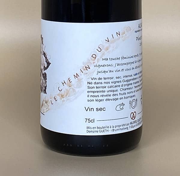 pinot noir terre natale 2018 contre etiquette 1 vin alsace domaine gueth