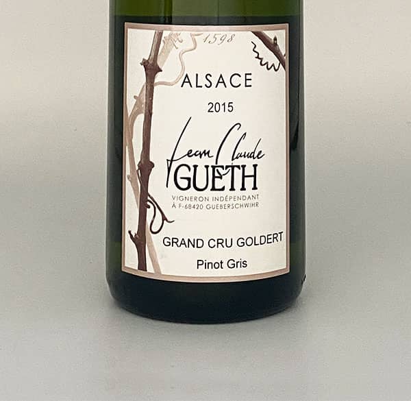 Etiquette pinot gris grand cru goldert 2015 alsace wine domaine gueth gueberschwihr
