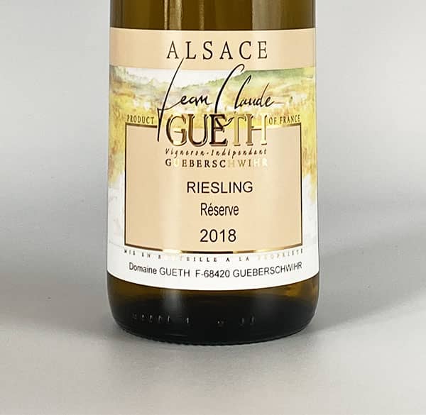 Riesling Réserve 2018 4 etiquette riesling reserve 2018 vin alsace domaine gueth gueberschwihr