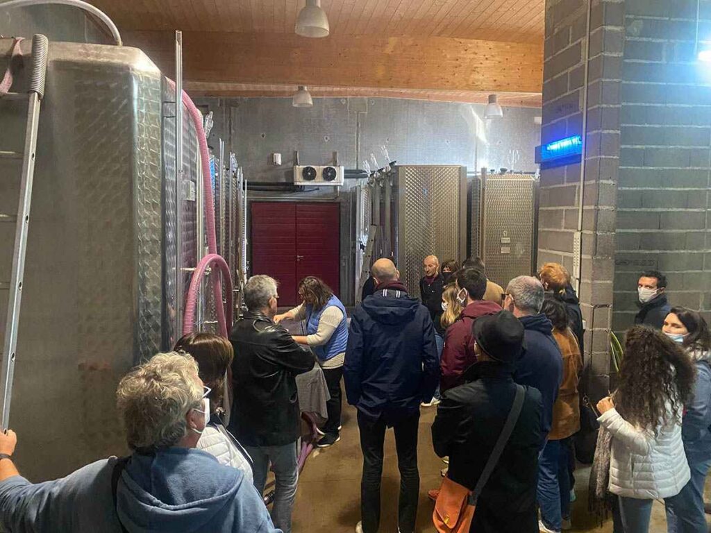 Weintourismus im Elsass, Kellerbesichtigung, Weinprobe 4 Muriel présente sa cave lors d'une visite commentée