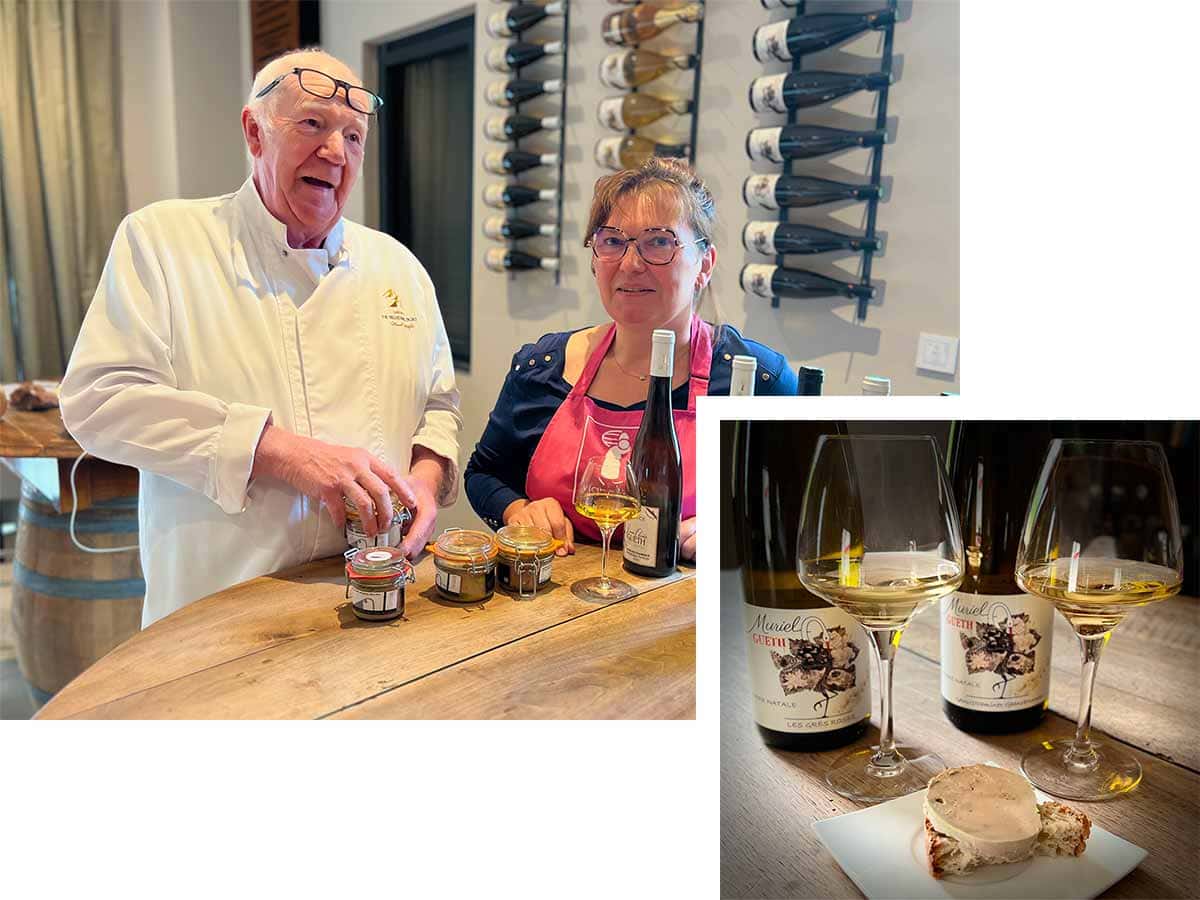 Weintourismus im Elsass, Kellerbesichtigung, Weinprobe 34 Masterclass foies gras et vins d'Alsace au Domaine Gueth