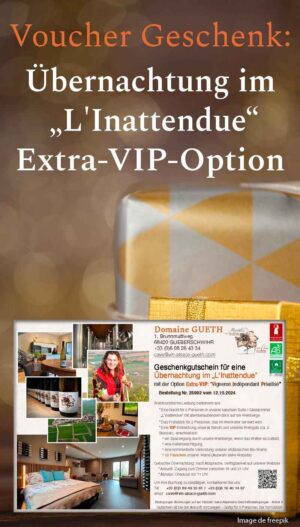 Voucher Geschenk:  Übernachtung im  „L'Inattendue“ für 2 Personen mit der Extra-VIP-Option