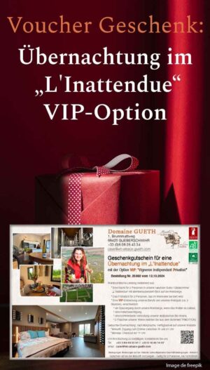 Voucher Geschenk:  Übernachtung im  „L'Inattendue“ für 2 Personen mit der VIP-Option