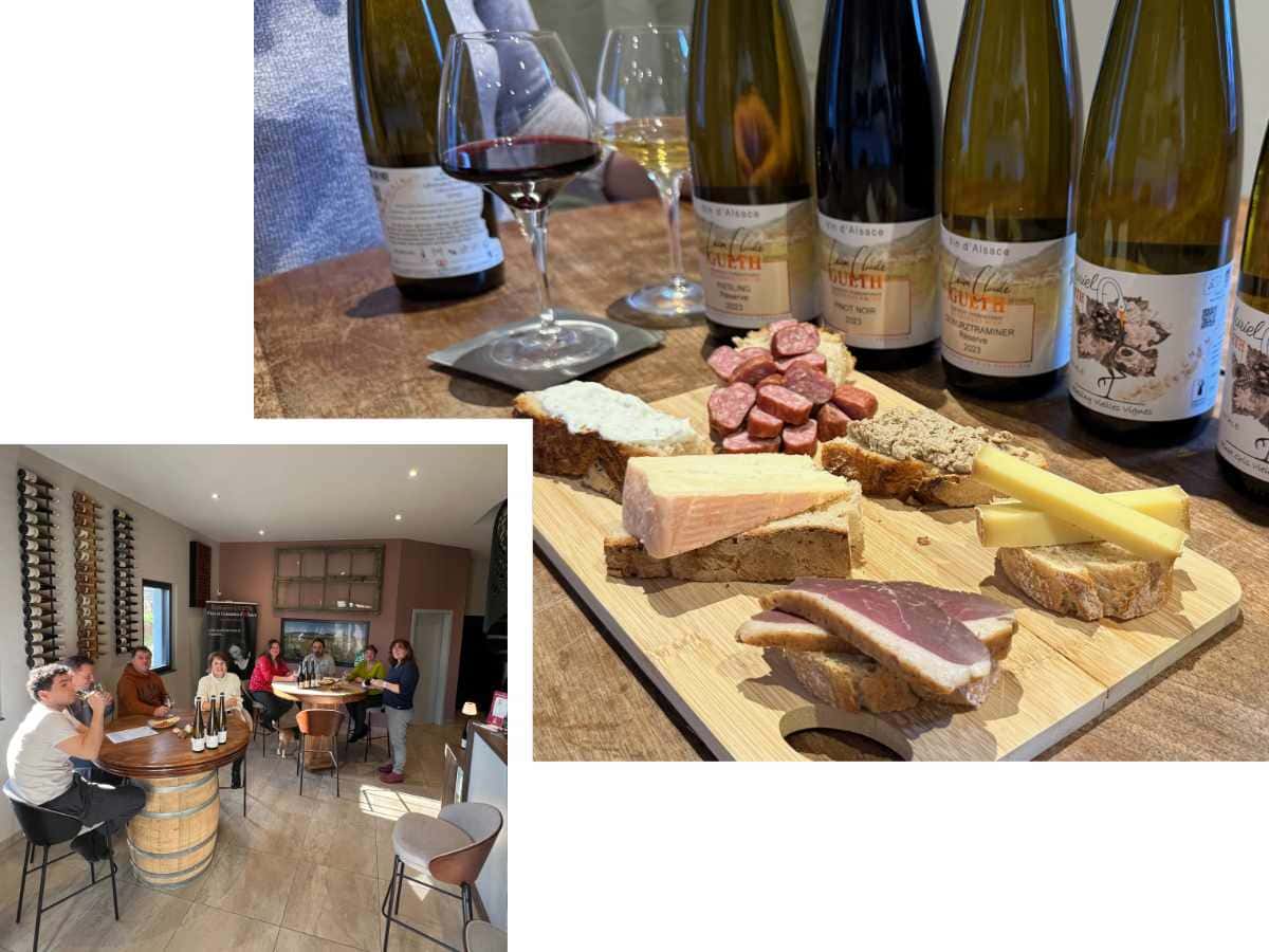 Weintourismus im Elsass, Kellerbesichtigung, Weinprobe 17 Dégustation gourmande au Domaine Gueth